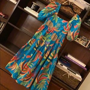 FARM RIO blue banana cotton dress XS